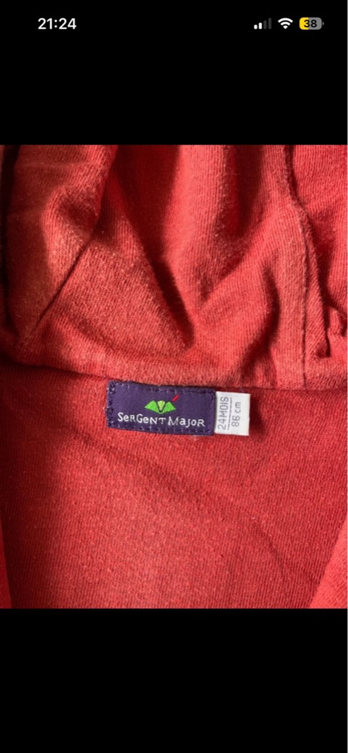 Gilet Sergent Major garçon gris rouge 24 mois epais chaud - photo numéro 3