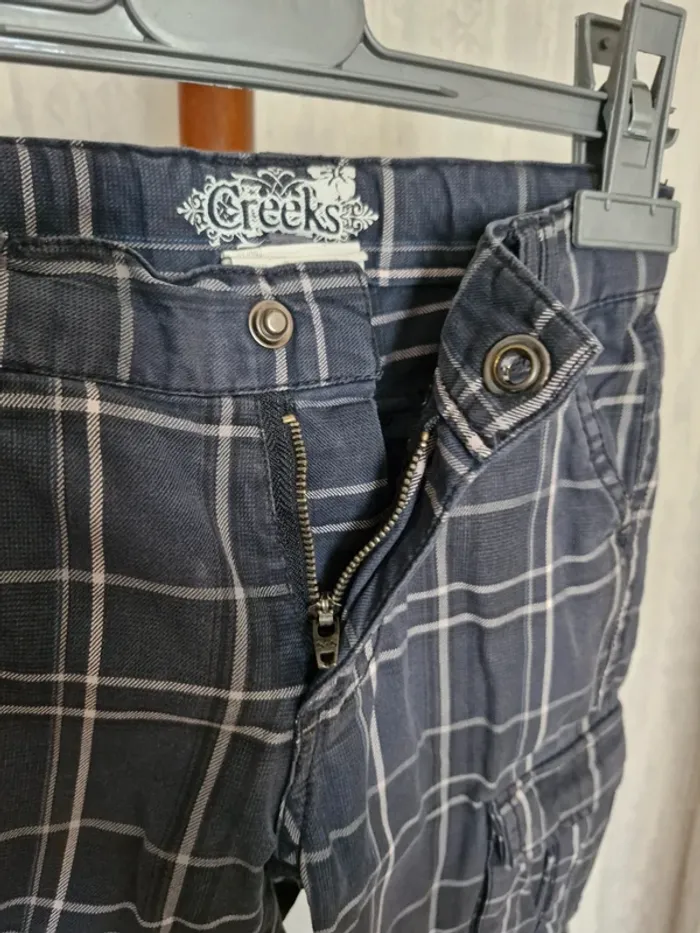 Short garçon 3 ans Creeks Bleu marine avec rayures blanches carreaux coton - photo numéro 3
