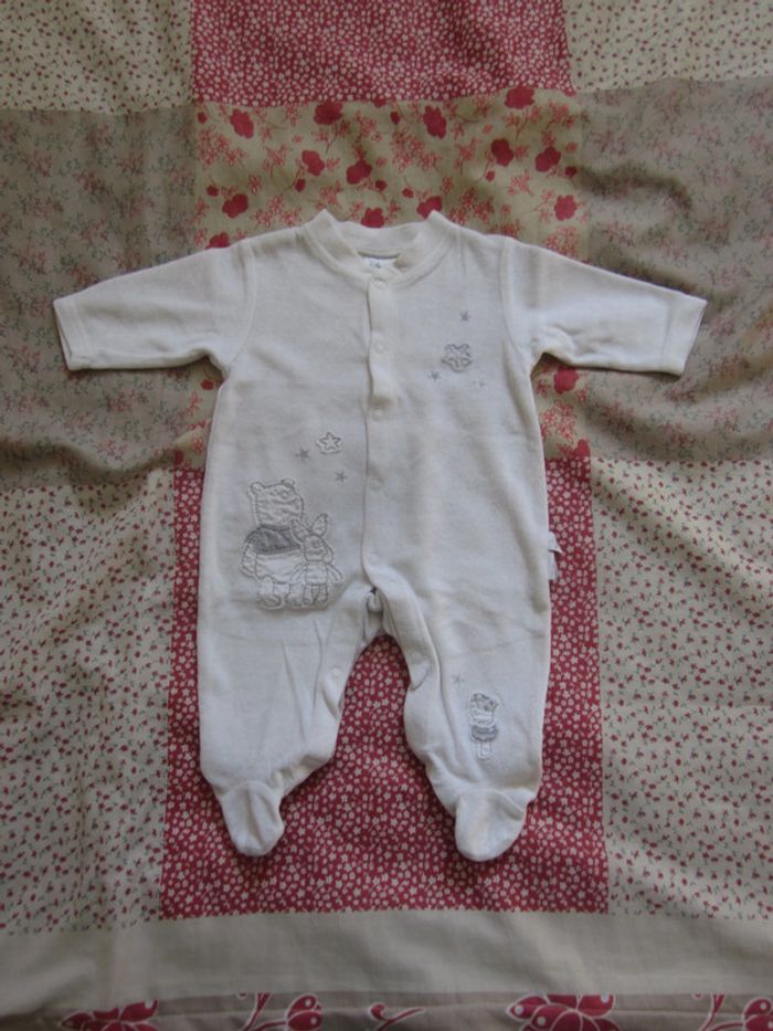 Pyjama velours blanc Winnie l'Ourson 3 mois