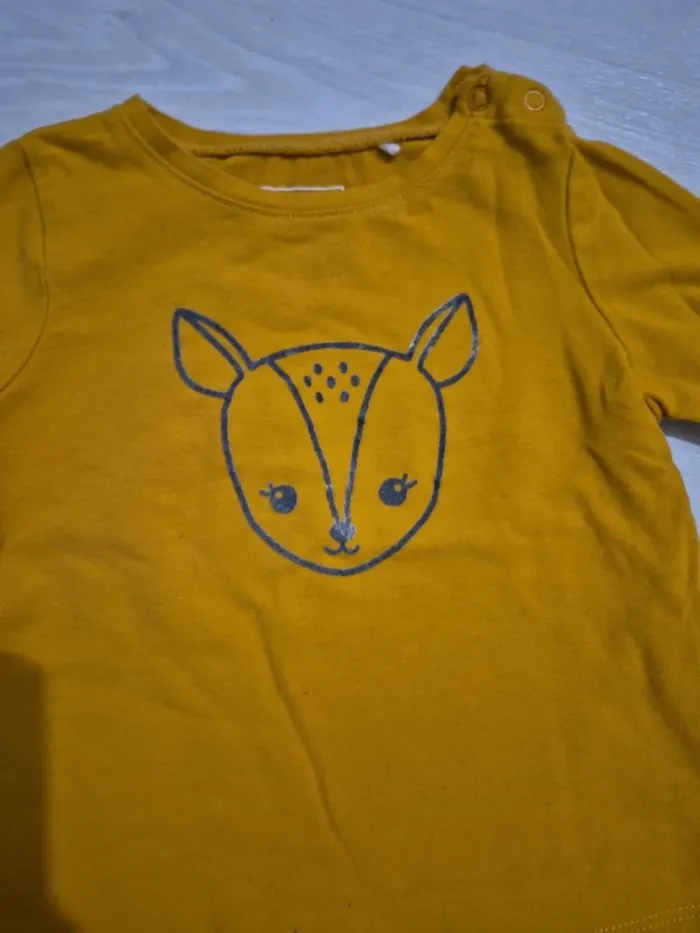 T-shirt manches longues moutarde motif biche - photo numéro 2