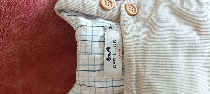 Salopette Cyrillus beige velours 3 mois - photo numéro 2