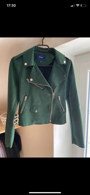 Veste perfecto en suédine vert