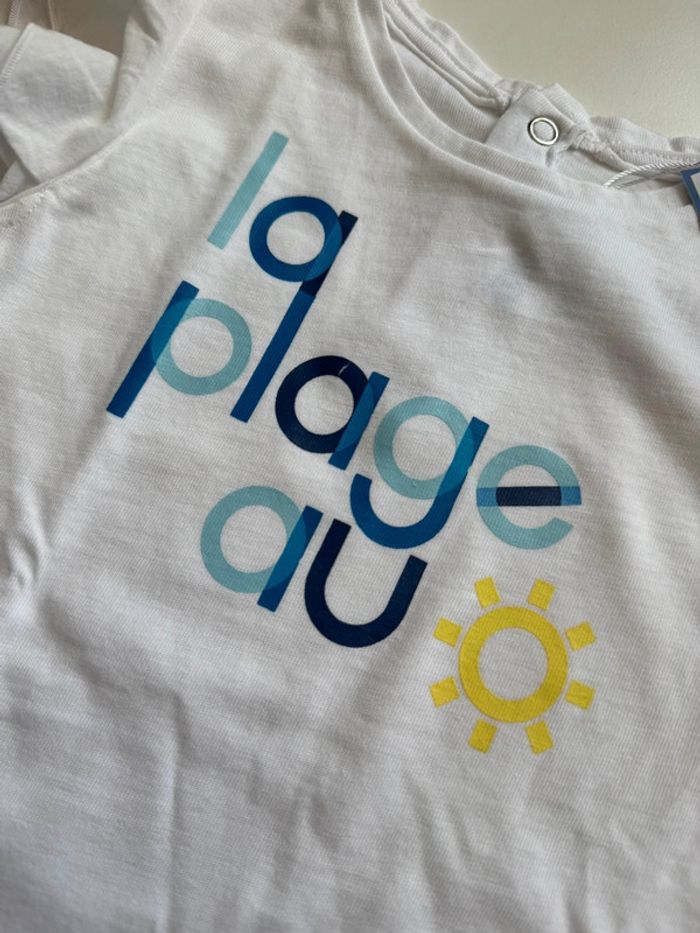 Magnifique t shirt fille jacadi 3 ans la plage au soleil neuf - photo numéro 2