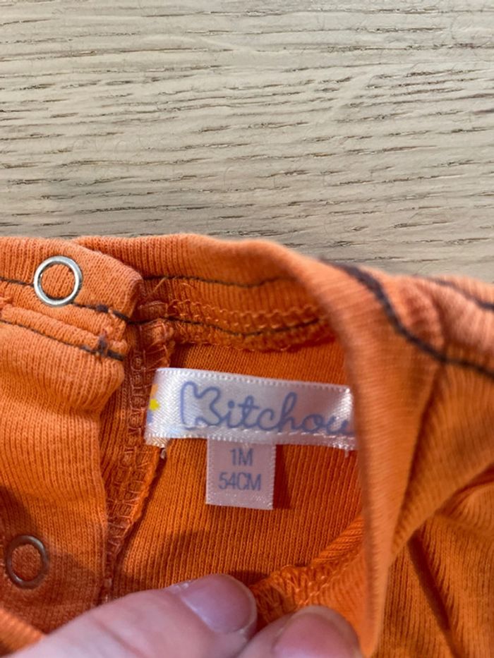 T-shirt orange manches longues kitchoun 1 mois - photo numéro 2