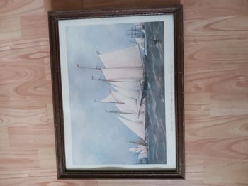 tableau gravure Dauntless et Cambria au départ de la course transatlantique 1870 47 x 36 cm