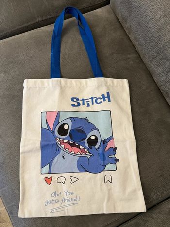 Sac blanc bleu fourre-tout Stitch cœur
