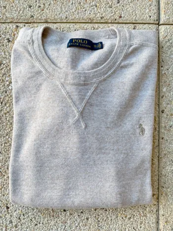 Pull col rond classique Ralph Lauren – Beige – Taille XXL