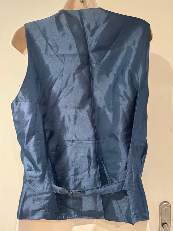 Spencer gilet de costume,, soie taille S bleu, blanc - photo numéro 2