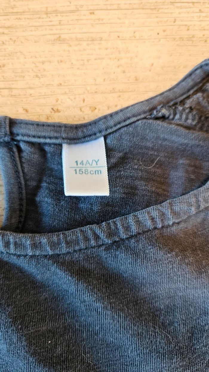 Blouse grise délavée, à manches courtes, avec broderie, Okaïdi, 14 ans, nickel - photo numéro 5