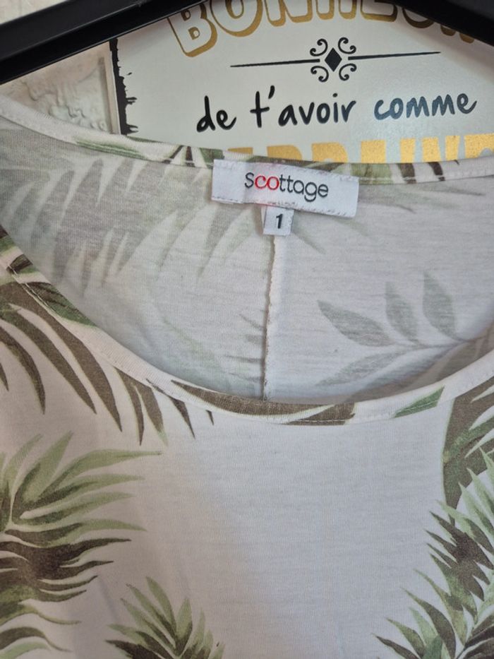 Joli Tee-shirt tropical avec nœud devant Scottage taille 40/42 - photo numéro 3