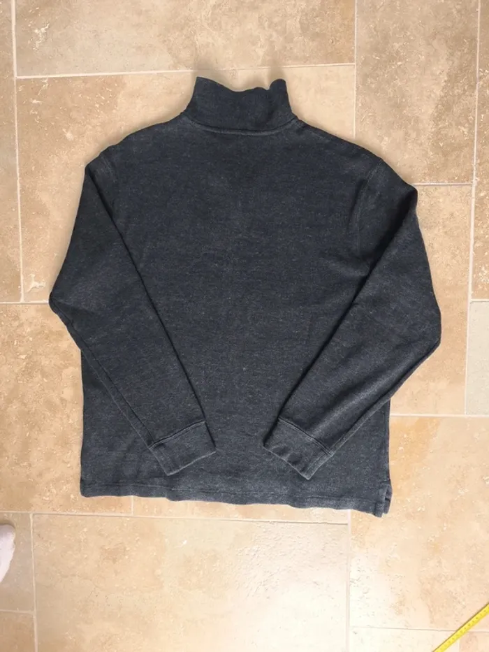 Pull quart zip camionneur gris foncé logo vert Ralph Lauren homme L excellent état - photo numéro 15