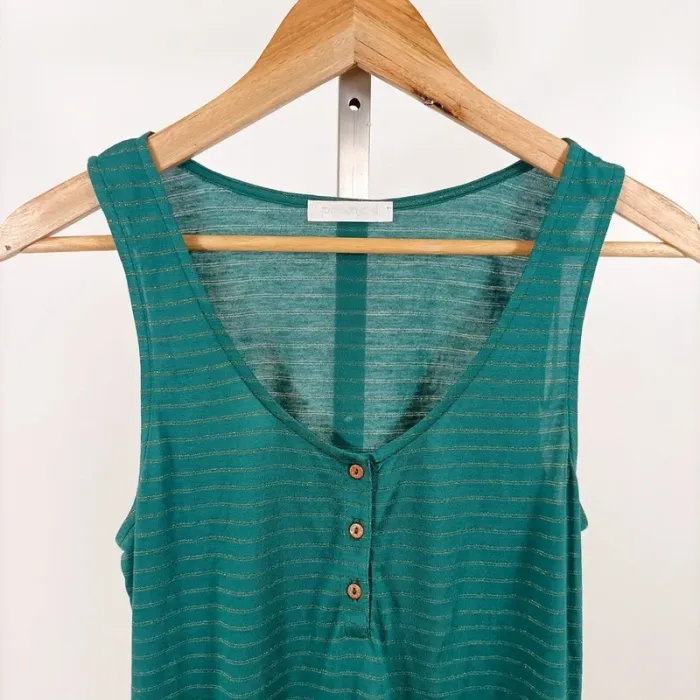 Débardeur vert turquoise rayé lurex Promod T.38/M chic été léger sans manches A1105 - photo numéro 2
