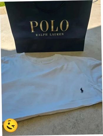 T-shirt Ralph Lauren XL coupe col rond blanc Homme Men tee116