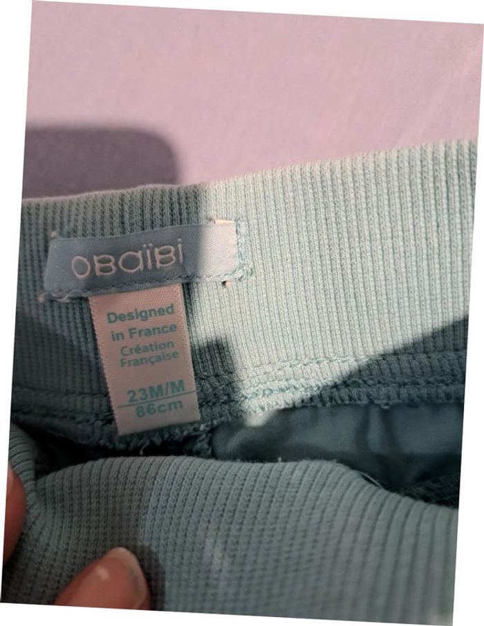 Pantalon obaibi okaidi turquoise 23 mois ceinture élastique - photo numéro 5