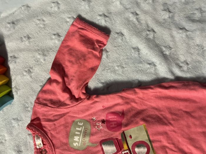 pyjama grenouillère en coton rose impression photo devant 1 mois kitchoun - photo numéro 7