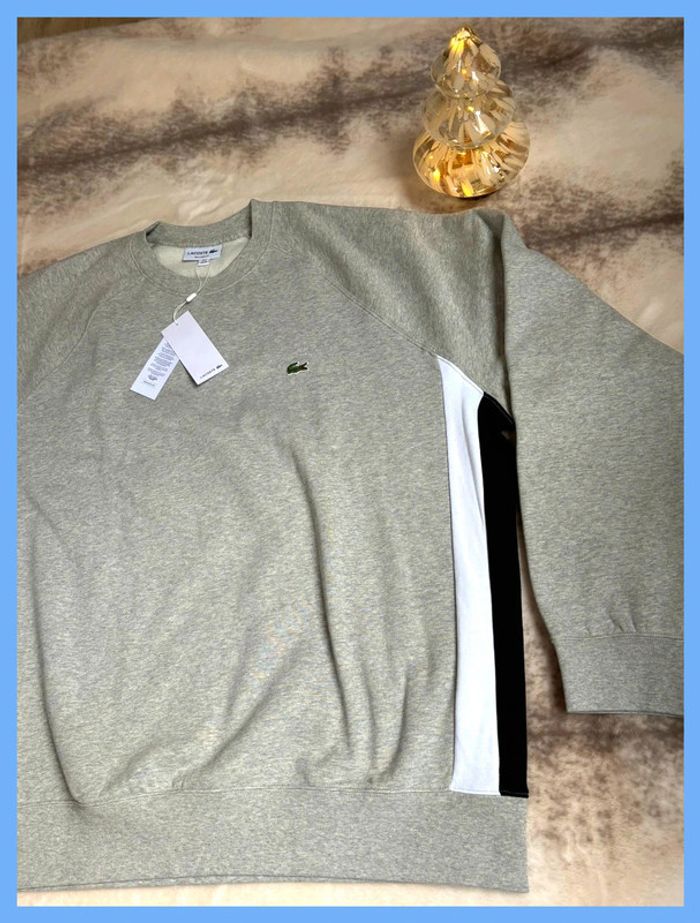 Sweatshirt - Pull Lacoste Gris Logo brodé Neuf 3XL - photo numéro 3