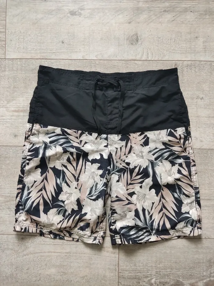 Short de bain noir motif tropical taille M Cedar Wood State