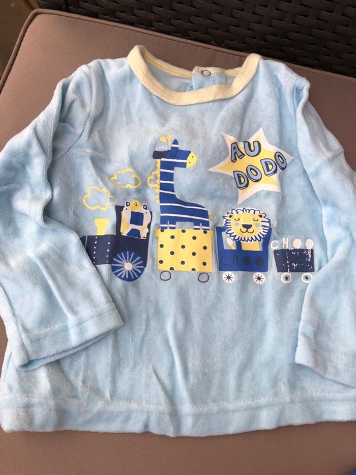 Pyjama 2 pièces velours 1 an 12 mois - photo numéro 2