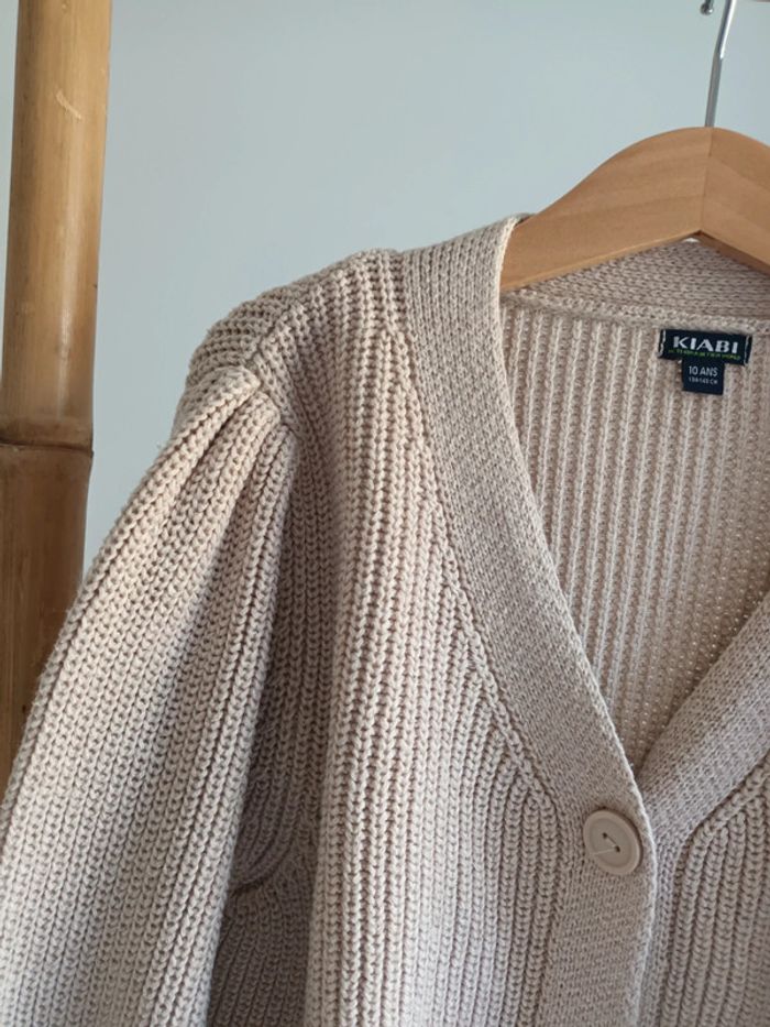 Gilet cardigan en maille beige 10 ans - photo numéro 3