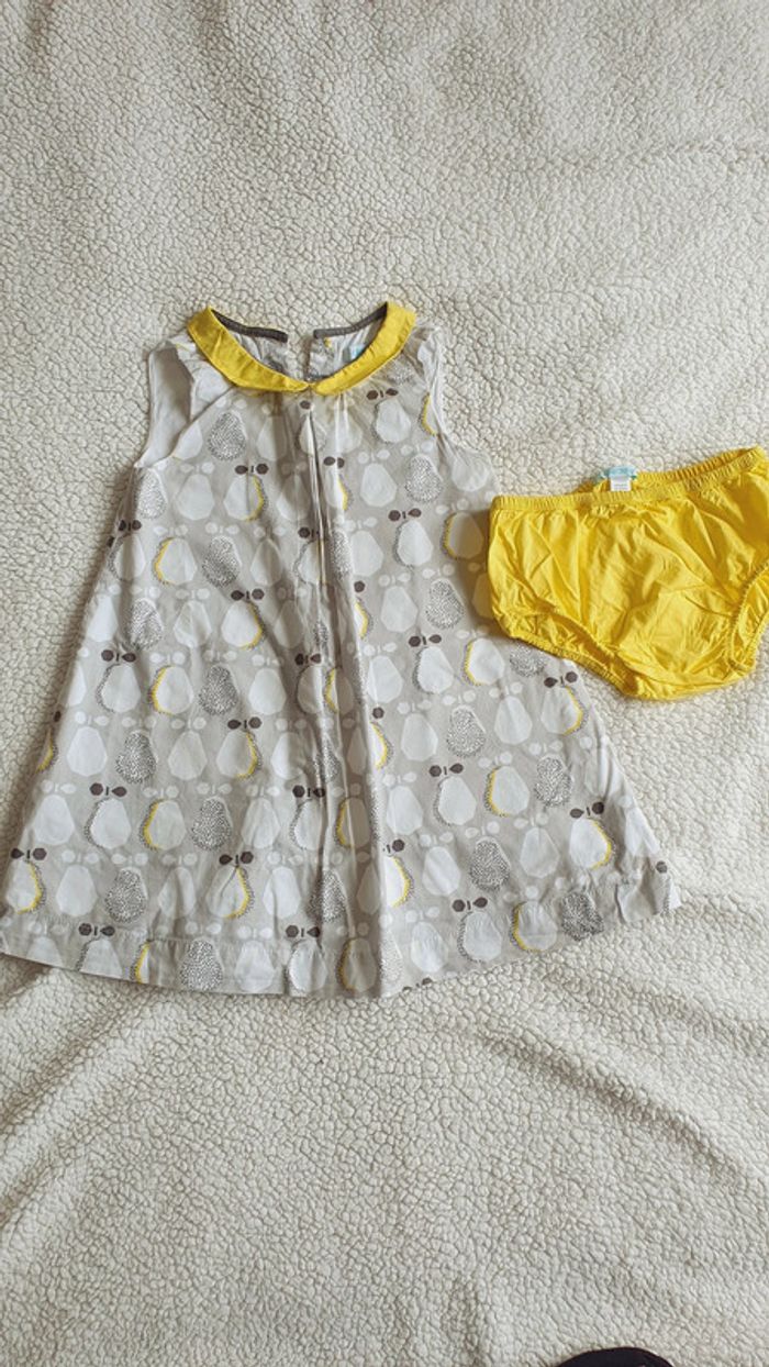 Robe et culotte Obaibi gris et jaune 2 ans