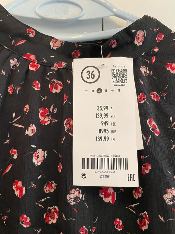 Robe mi-longue noire fleurie taille S Orsay - photo numéro 7