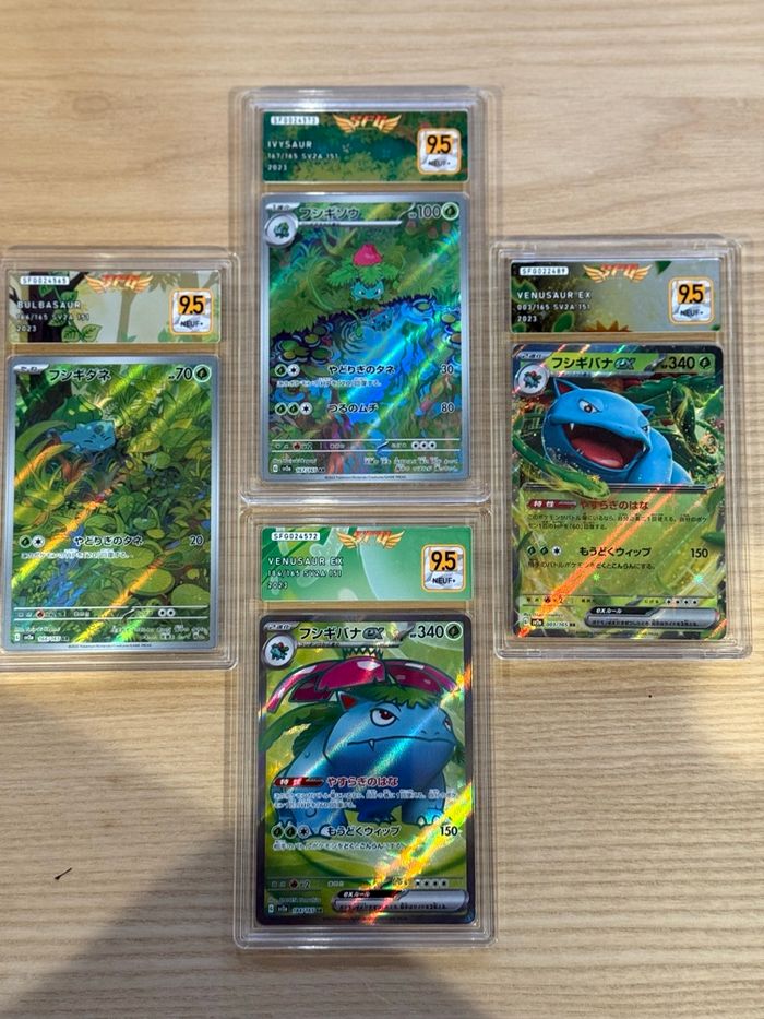 Lot bulbizarre ,herbizarre & florizarre EX –Pokémon 151 SV2a – Notées 9.5 NEUF+ - photo numéro 2