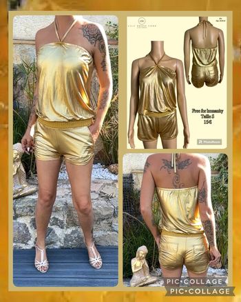 💛Combishort dos nu dorée Free For Humanity – Taille S SOLDÉ -50% 💛