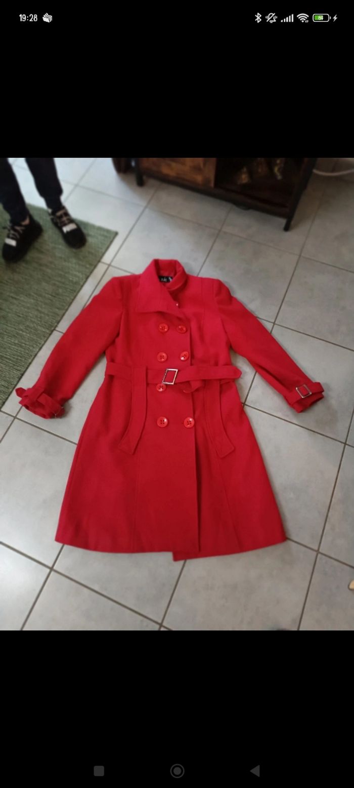 Manteau rouge cintré Zuiki - photo numéro 3