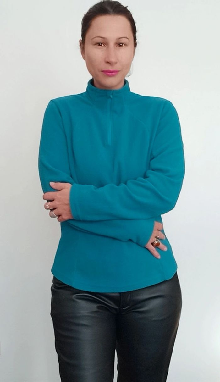 Pull polaire chaud bleu canard