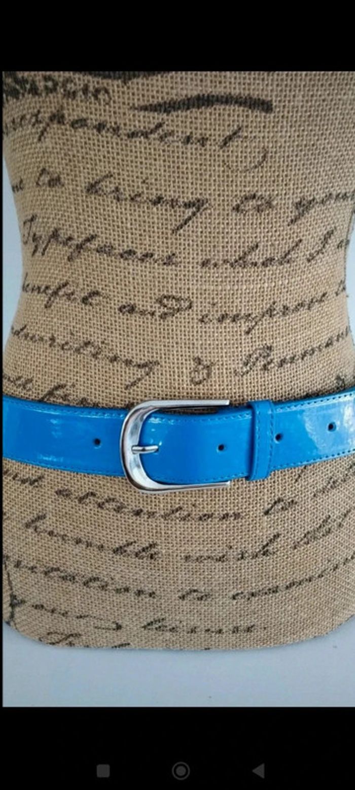 Ceinture bleu boucle argenté femme 95 cm - photo numéro 2