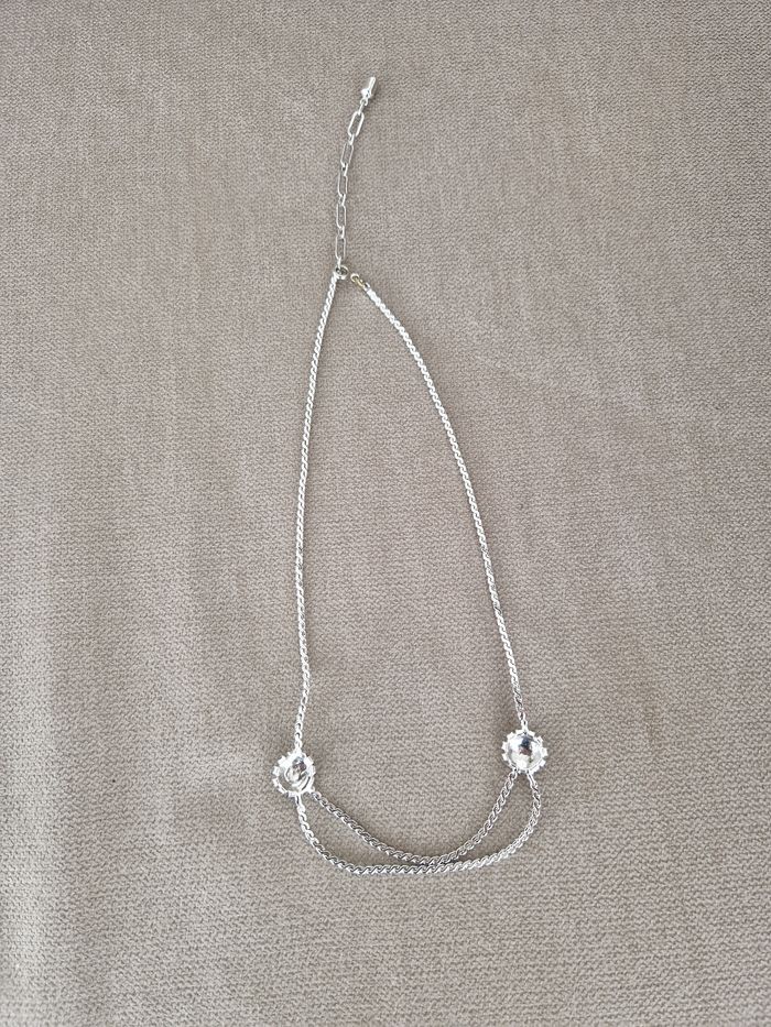 Collier argenté avec pierres couleur saphir - photo numéro 8