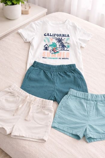 Lot été garçon t shirt short bleu 12 mois 