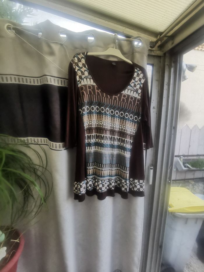 Jolie tunique M et S XXL chocolat /turquoise - photo numéro 7