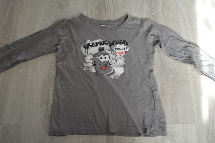 Tee shirt manches longues gris 10 ans