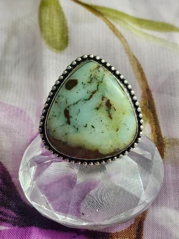 Bague en argent sterling 925 avec pierre chrysoprase