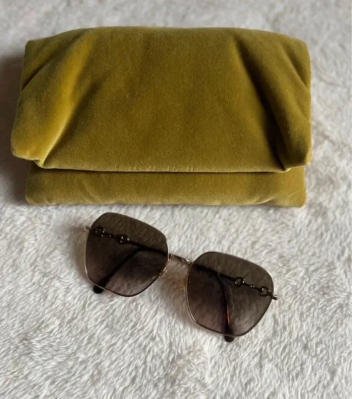Lunettes de soleil Gucci carrées avec verres dégradés marron - photo numéro 3