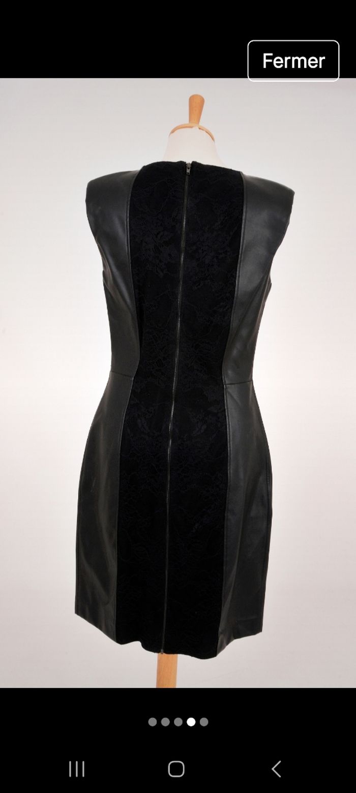 Robe en simili cuir et dentelle Mango - photo numéro 3