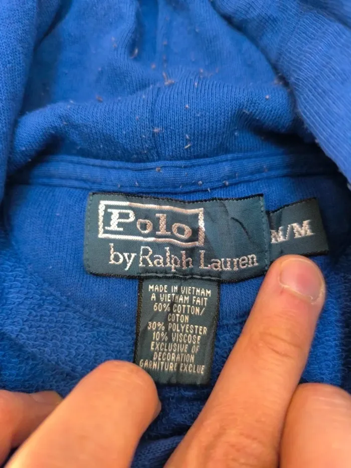 Sweat a capuche Polo Ralph Lauren Homme bleu logo rouge taille M - photo numéro 9