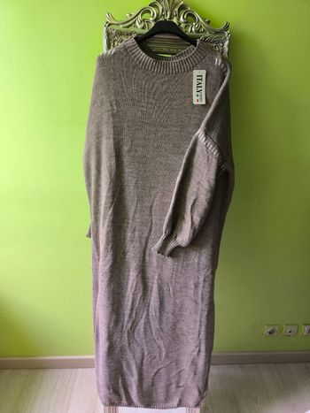 Robe longue côtelé grise