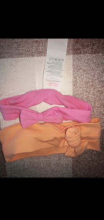 Lot 2 bandeaux 6 mois orange et rose