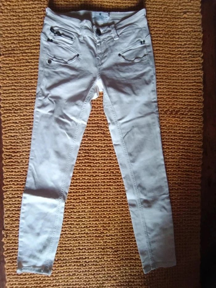 Pantalon slim Freeman Porter taille XS blanc crème