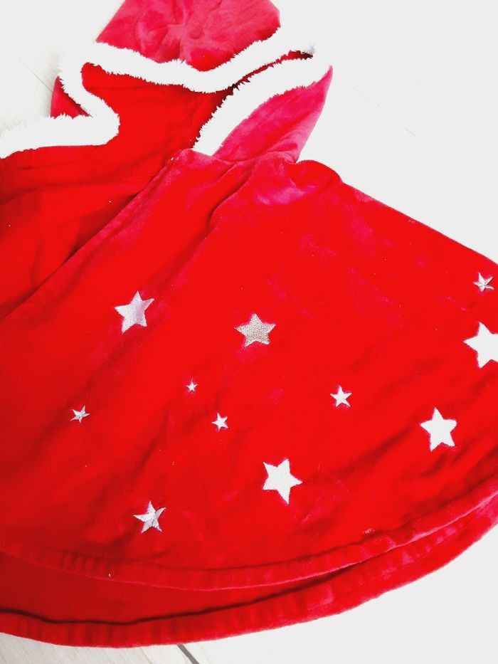 Vêtement fille poncho velours cape de Noël fête rouge à capuche pompon Orchestra 23 mois 2 ans - photo numéro 3