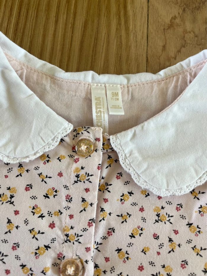 🌷 Ensemble Robe fleurie manches longues et legging blanc – Orchestra – 9 mois fille - photo numéro 7