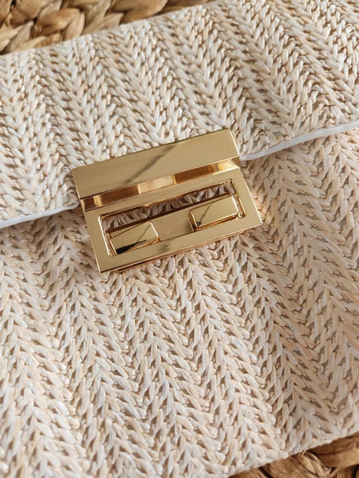 Sac/ pochette en paille tresée beige - photo numéro 8