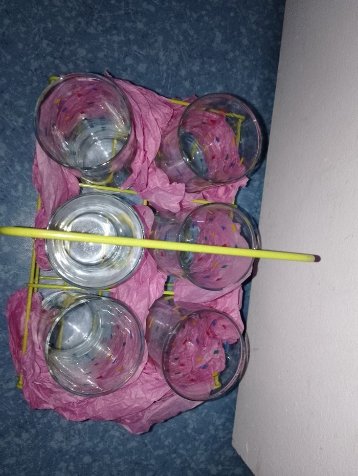 Lot de 6 verres haut avec son panier de transport (rangement)
Comme neuf - photo numéro 4