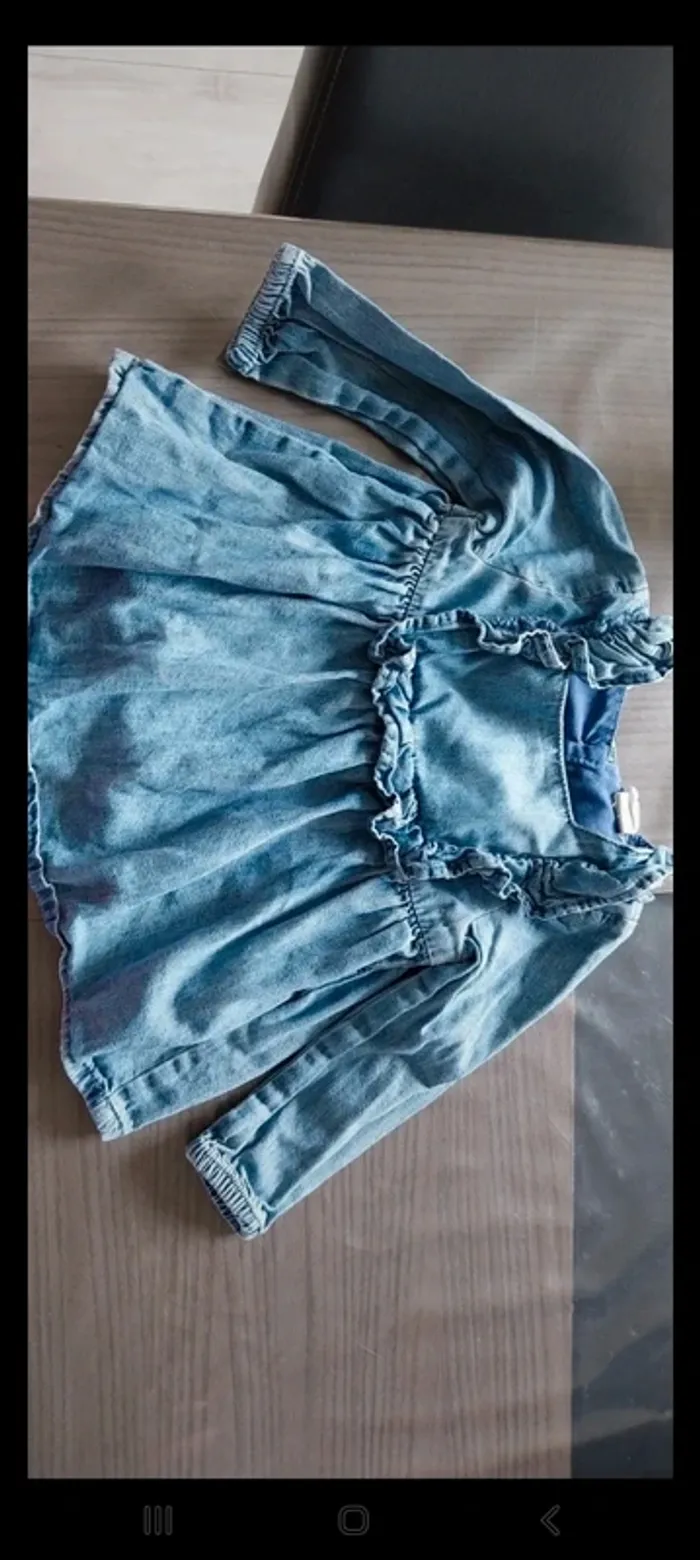 Robe courte en jean manches longues H&M neuve taille 74cm (6/9 mois)