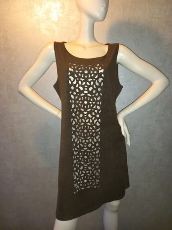 robe beige et marron style suédine promod taille 42/44