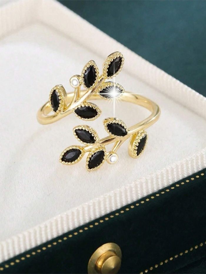 Bague ajustable noir et doré tendance - photo numéro 2