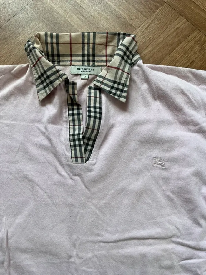 Polo rose manches courtes vintage Burberry - photo numéro 2
