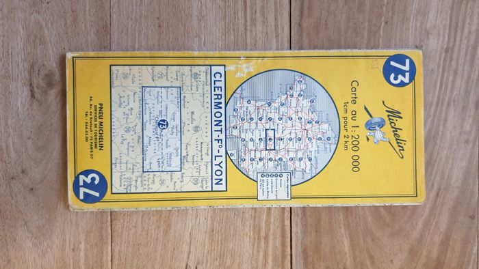 Vintage carte routière Michelin France Clermont-Ferrand Lyon